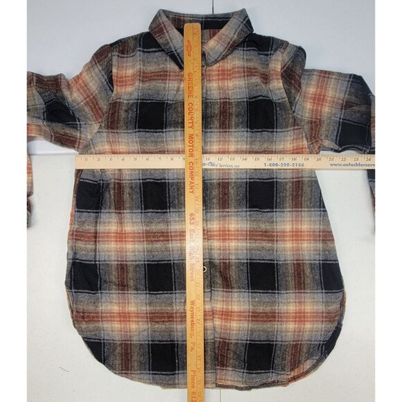 Flannel Shacket Shirt Jacket Brown Black Plaid Fall Womens L New in Bag - Picture 8 of 8